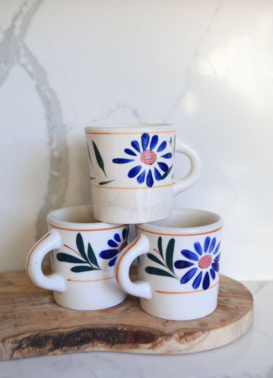 Set of 3 Floral Painted Mugs